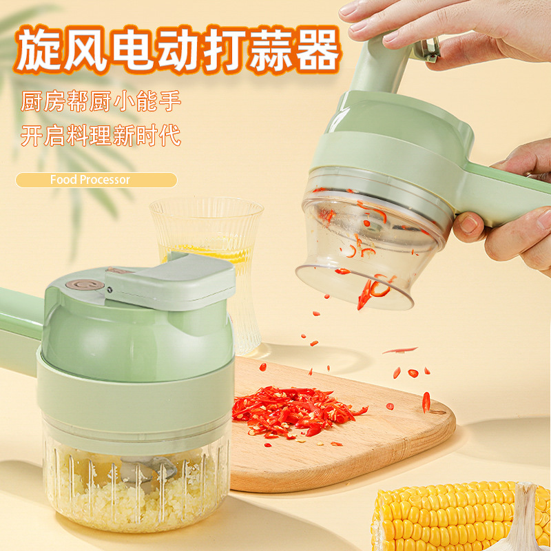 Picture of Gatling Vegetable Cutter New Multi-functional Household Slicing Artifact Storm Electric Garlic Stamping Supplemental Handheld Cooking Machine