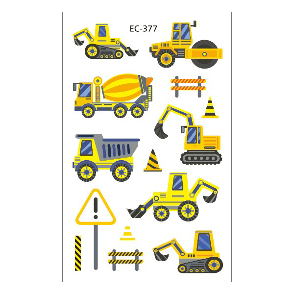 Picture of Cross-Border Supply Waterproof Children's Tattoo Stickers Cartoon Car Excavator Fire Truck Children's Traffic Tattoo Stickers