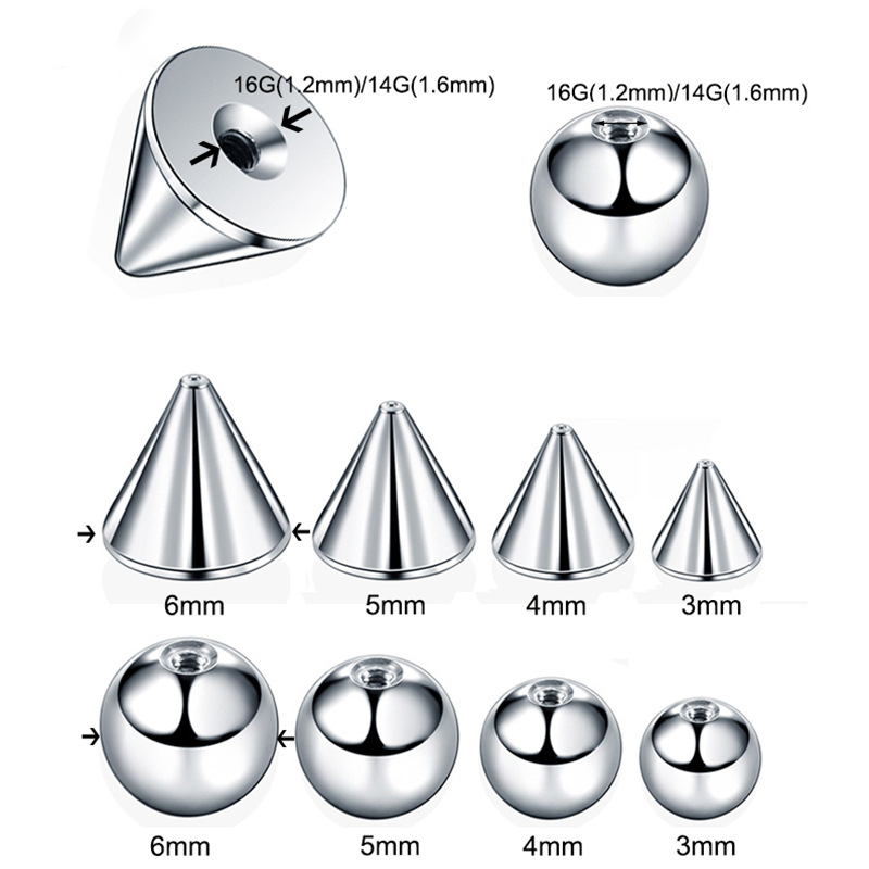 316L stainless steel 14 G 16G 18G round cone puncture accessories jewelry puncture DIY accessories