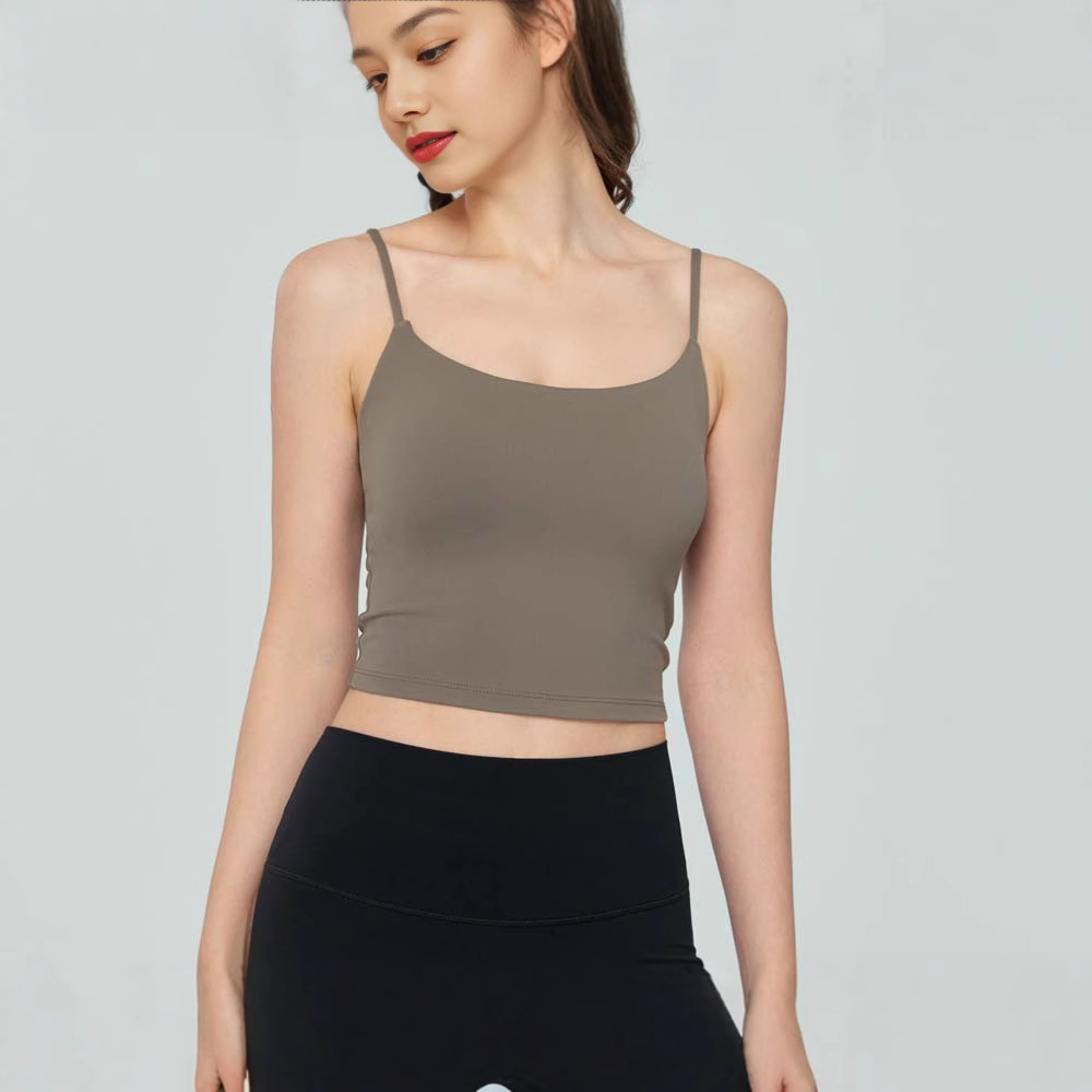 Picture of Cross-Border Summer New Style Women's Nude and Comfortable Outer Wear Pure Color U-Neck Tight Inner Wear Outer Wear Sports Sling 745