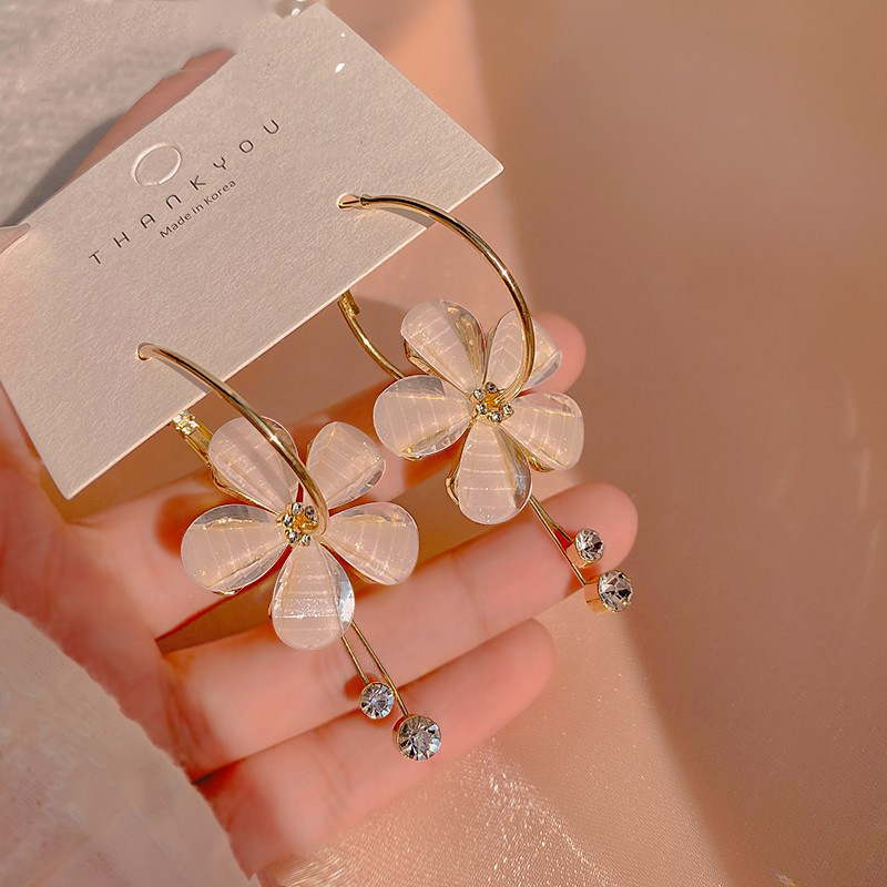 S925 Silver Needle Exaggerated Crystal Flower Pendant Earrings 2023 New Trendy High-End Accessible Luxury Earrings for Women