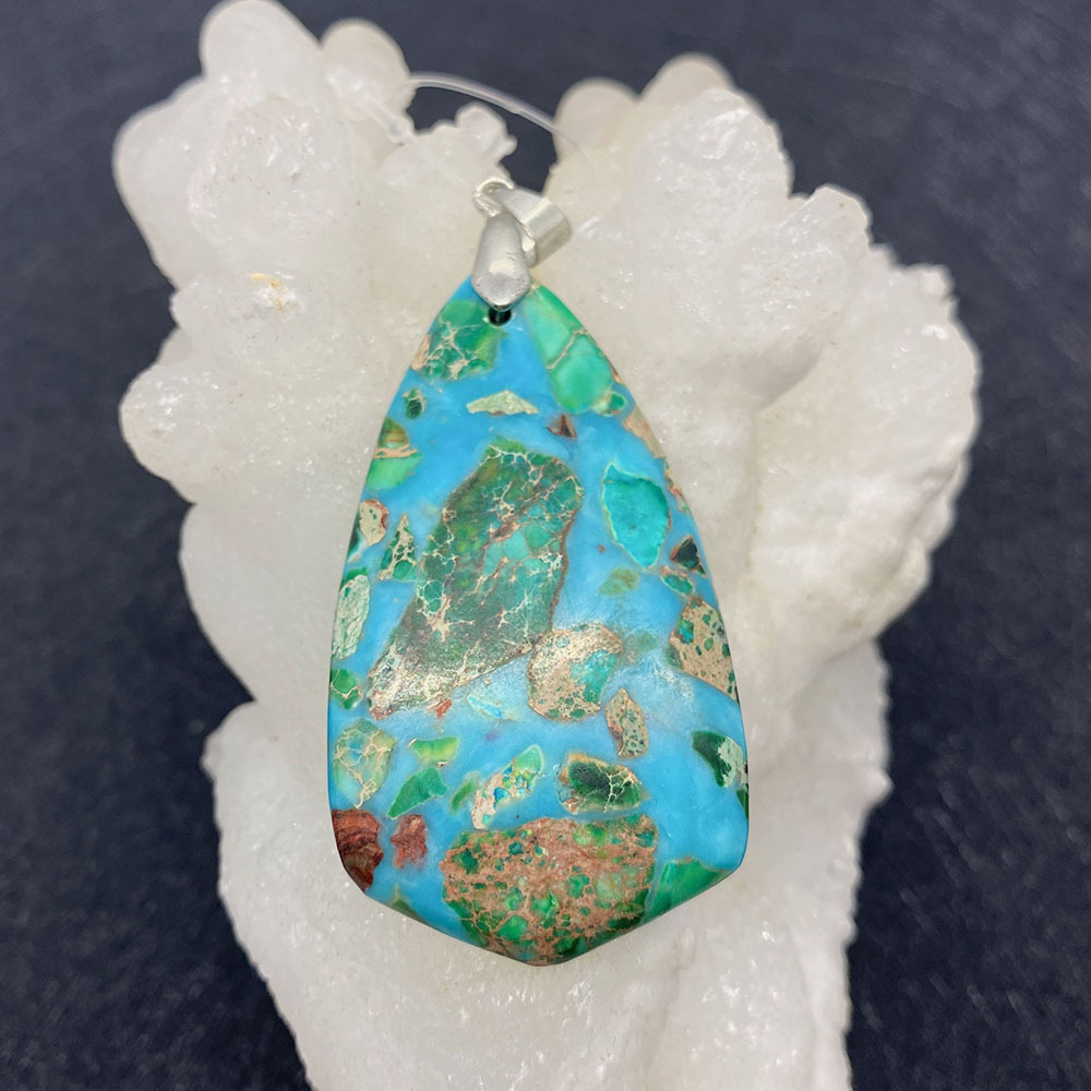 Picture of Amazon Explosions Natural Stone Turquoise Pendant Drop-Shaped Polished Pendant DIY Necklace Pendant Accessories