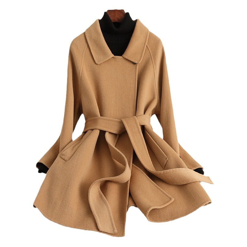 High-End Double-Sided Cashmere Outwear for Women 2025 Autumn and Winter New Loose Small Mid-Length Woolen Outwear for Women