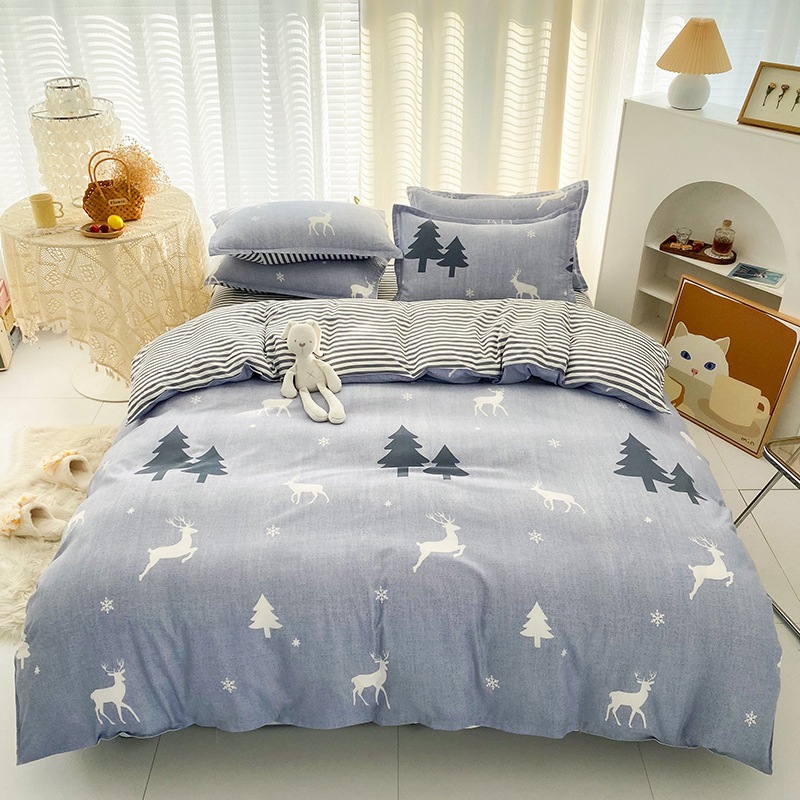 Picture of Four-Piece Brushed Skin-Friendly Thickened Duvet Cover Set, Student Dormitory Three-Piece Quilt Set, Suitable for All Seasons, Internet Celebrity Hot Item