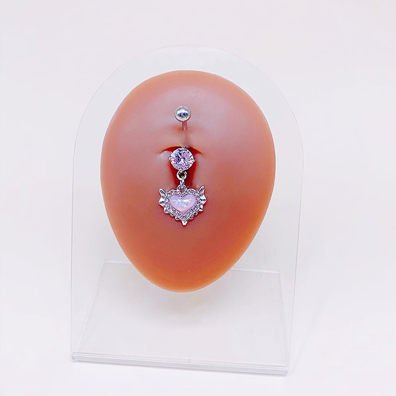 Picture of Gaibei European and American cross-border heart-shaped navel ring Opal navel ring nose clip ear studs body piercing jewelry