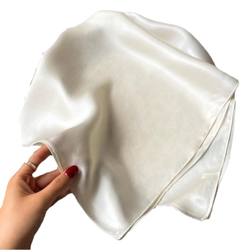 [Wholesale] Hangzhou real silk scarf female mulberry silk small square scarf Spring and Autumn and Winter All-match milk white small thin scarf
