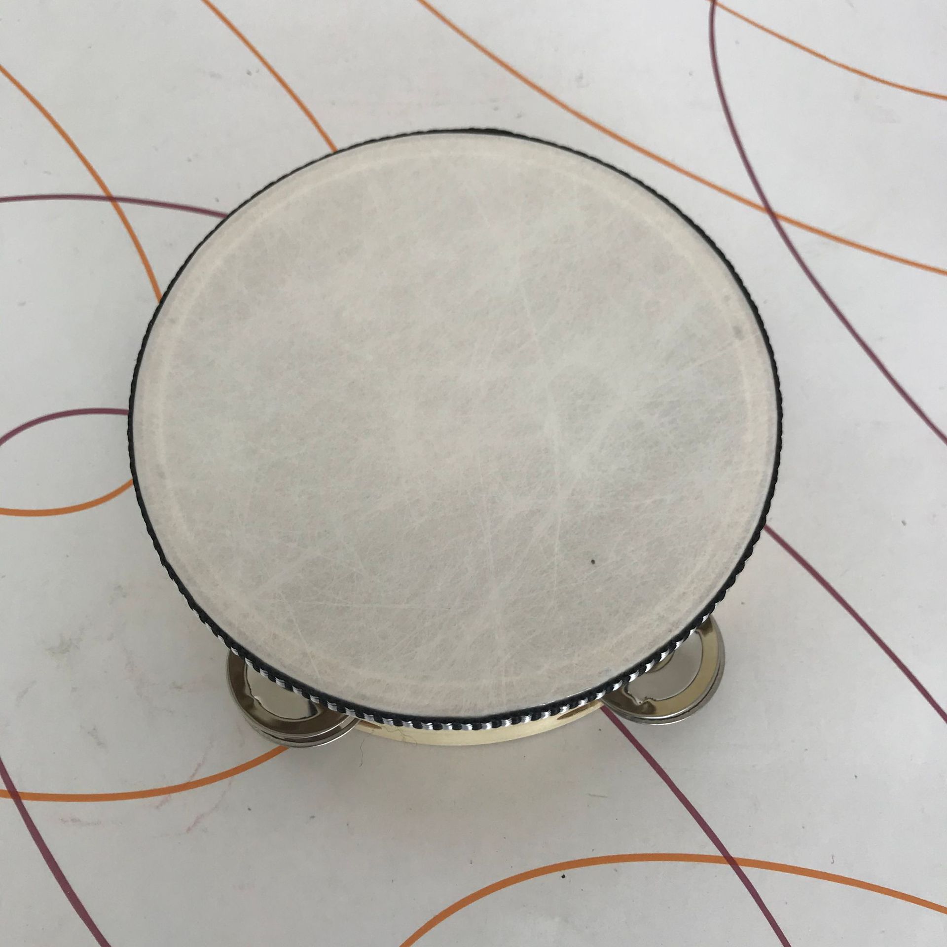 Picture of Orff Musical Instruments Early Childhood Teaching Aids Percussion Instruments Early Childhood Toys Tambourine Artificial Leather Imitation Sheepskin Tambourine