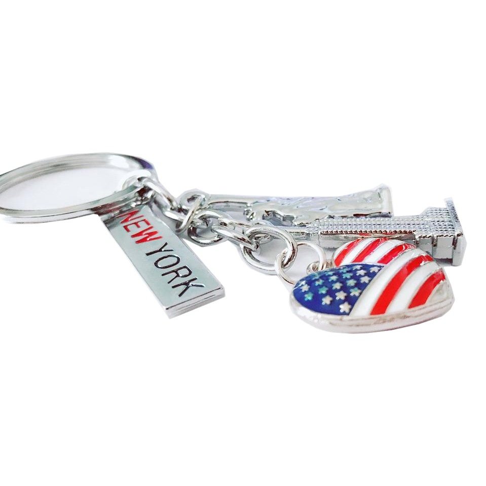 Double-sided three-dimensional American souvenir Independence Day key chain Statue of Liberty key chain Love key accessories