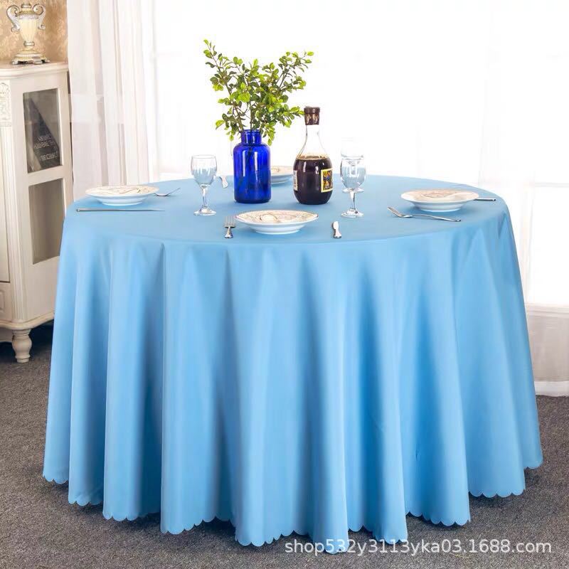 Picture of Large Round Table Restaurant Tablecloth Hotel Restaurant Banquet Family Usable Round Wedding European Tablecloth Table Cover Cross-Border