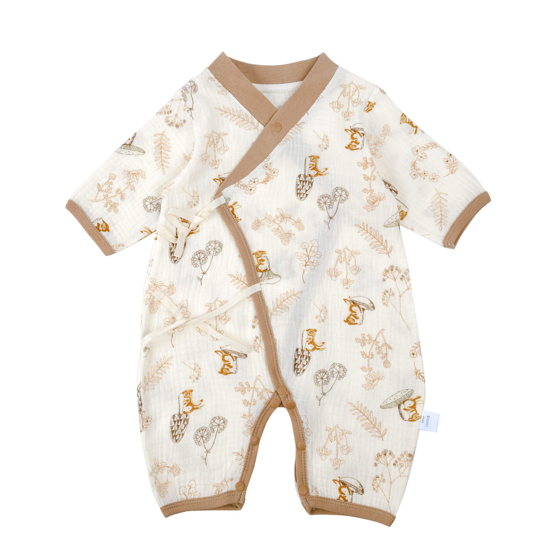 Picture of Baby's Gauze Cotton Jumpsuit Thin Class A Pure Cotton Home Climbing Clothes Spring Clothes Newborn Baby's Long Sleeve Monk Clothes