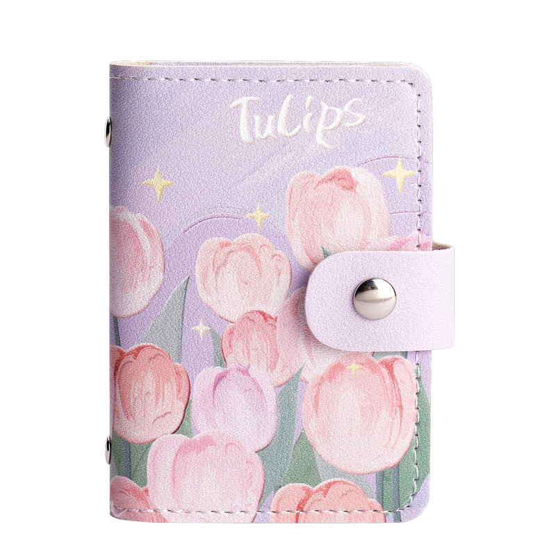 Picture of Vintage Oil Painting Card Bag Large Capacity Women's Multi-Card Driver's License Card Jacket Card Bag Small Cartoon Coin Purse
