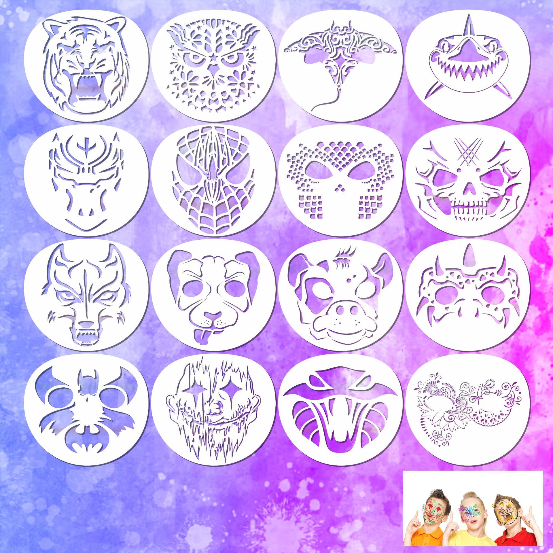 Cross-border new face painting template hollow DIY face drawing spraying children's graffiti copying auxiliary tool