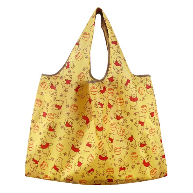Cute Bear Green Shopping Bag Portable Oxford Cloth Supermarket Shopping Bag Lightweight Foldable Shoulder Waterproof Bag
