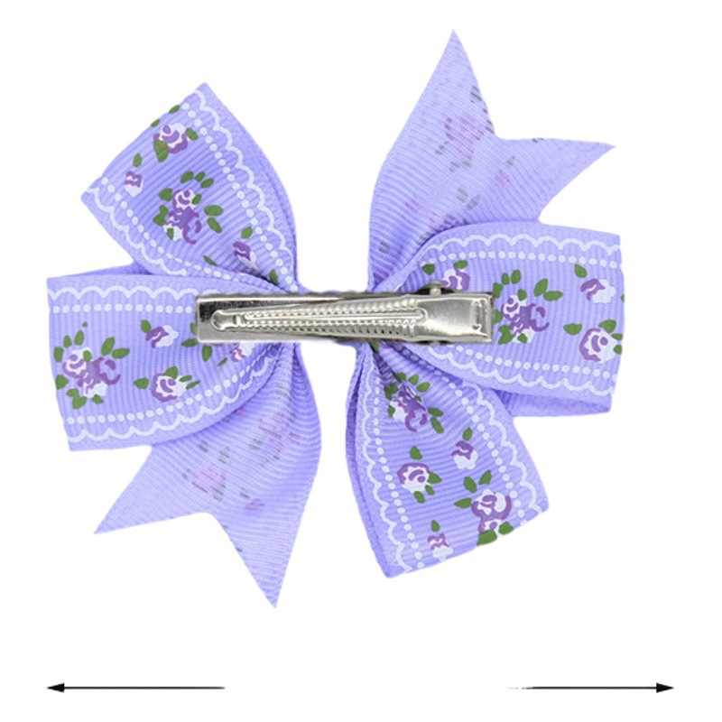 Cross-border children's bow hair accessories sweet printed rib band hairpin European and American Baby fishtail sunflower hairpin