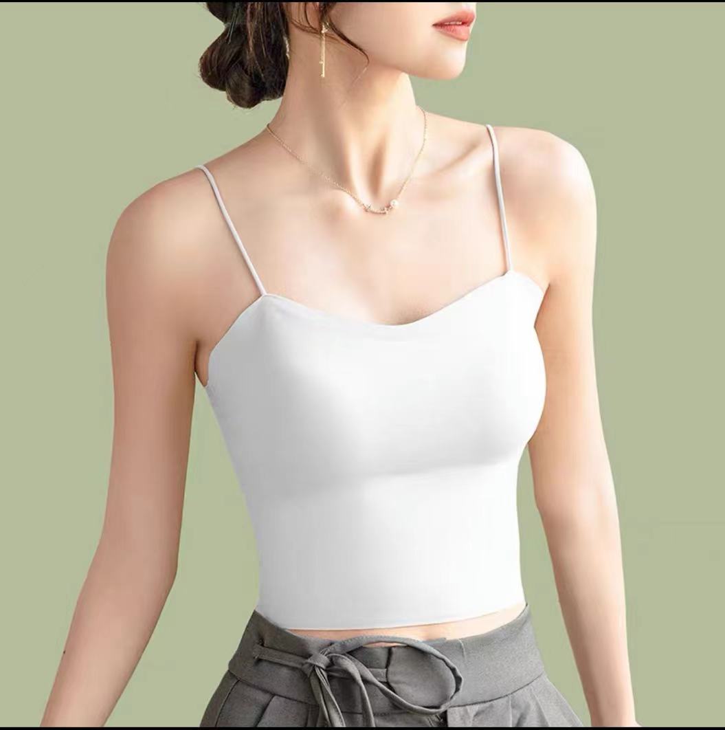 Picture of Sling Small Vest Women's Ice Silk Beautiful Back Underwear with Chest Pad One-piece Bra Summer Thin Inner Top Tube Top Outer Wear