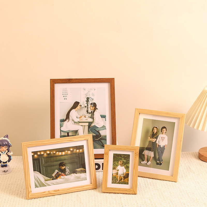 Casual Wooden Photo Frame Photo Wall Table 6inch A4 Photo Studio Living Room Bedside Table Ornaments Wooden Puzzle Frame