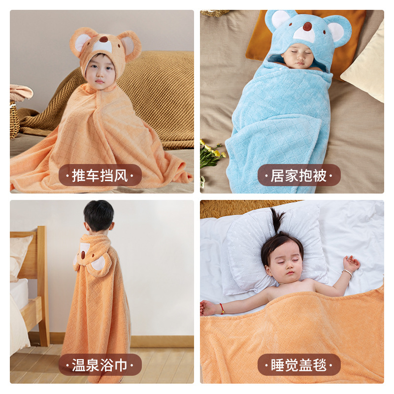 Picture of Newborn baby hooded bath towel super soft absorbent quick-drying children's cloak bath bathrobe baby hooded blanket autumn and winter