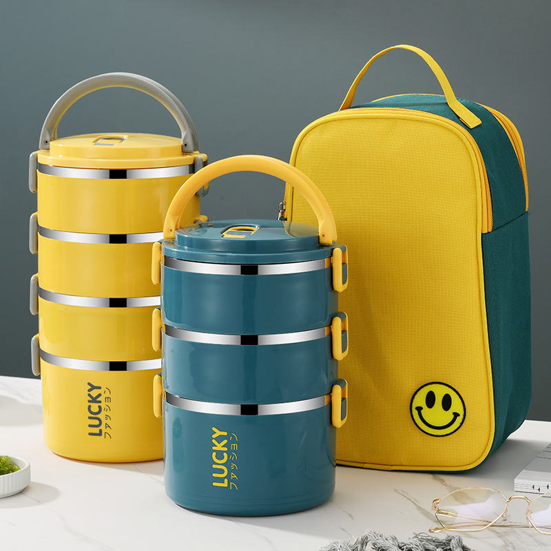 Picture of Kitchen Aibao Lunch Box with Lid for Office Workers, Adult Insulated Lunch Box, Stainless Steel Insulated Bucket Lunch Box, Student Female Lunch Box