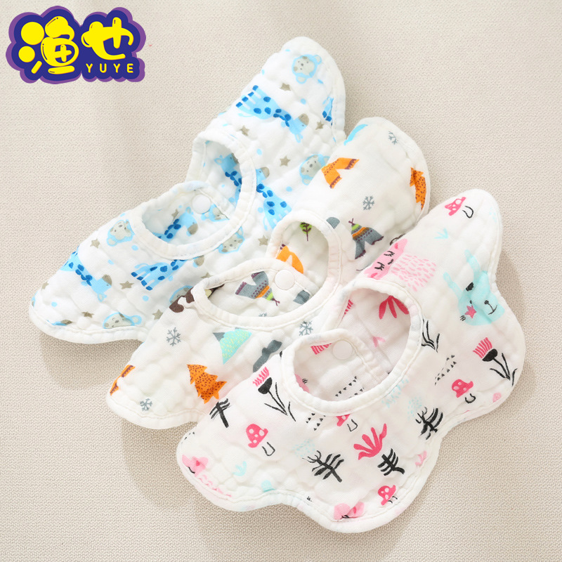 Eight layers of baby saliva towel pure cotton washed bubble cotton gauze pleated petals bib baby saliva towel