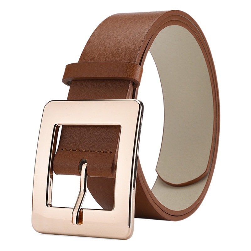 New style alloy square buckle simple solid color decorative jeans belt women's high-grade versatile jeans belt Women's