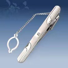Picture of Metal tie clip men's suit chain 140 simple flower type business atmosphere with drill tie clip