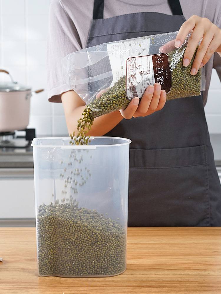 Picture of Grain Storage Container with Measuring Cup, Plastic Sealed Bucket for Kitchen, Moisture-Proof and Insect-Proof Rice Storage Container, Sealed Storage