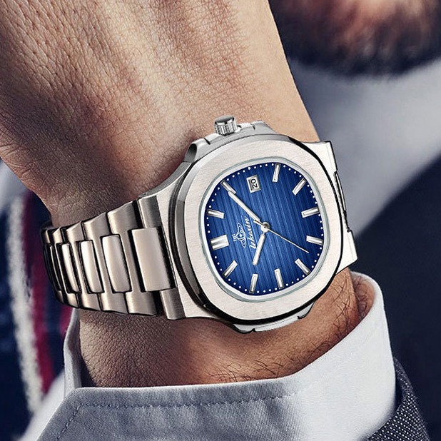 PINTIME men's watch generation ultra-thin quartz watch men's business steel band calendar waterproof watch men's watch