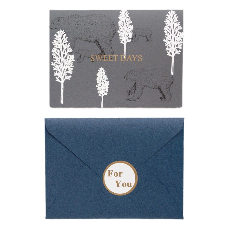 Korean Style Simple Ins Trendy Card Original Fashion Bronzing Thank You Greeting Card Birthday New Year Gift Wishes