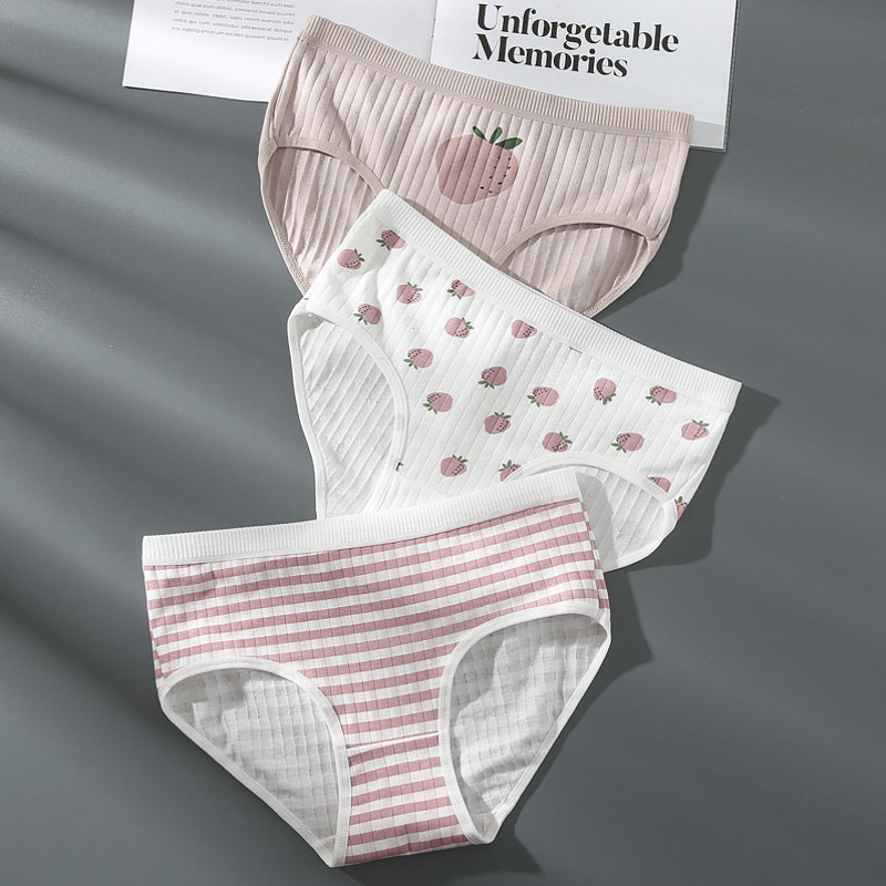 Japanese Pure Desire Underwear Women's Cute Underwear Women's Kawaii Cotton Briefs Cotton Crotch Mid-waist Traceless Breathable