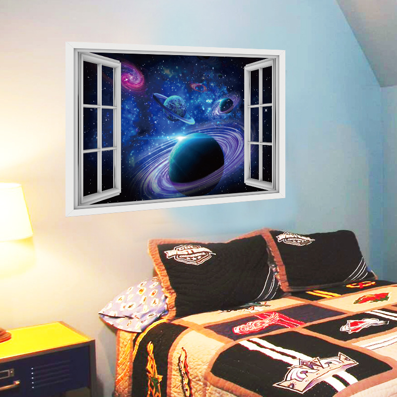 Kunshang new cross-border supply 3D Starry Sky Planet universe galaxy broken wall stickers home decorative painting KS6611