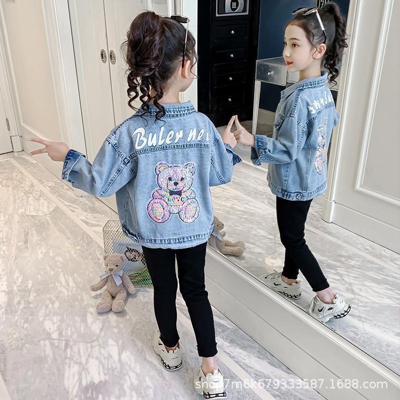 Picture of Girls' Spring Denim Jacket 2022 New Style Mid-Large Children's Spring Western Style Internet Popular Spring and Autumn Children's Top Girls' Trendy