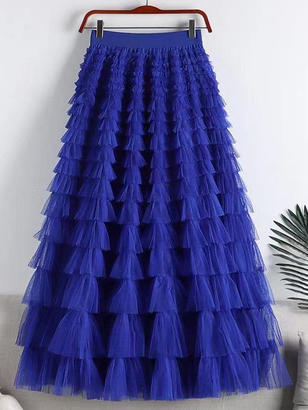 European and American Cross-border E-commerce AliExpress Amazon Genuine Long Skirt Mesh Cake Skirt Skirt A- shaped Large Umbrella Skirt