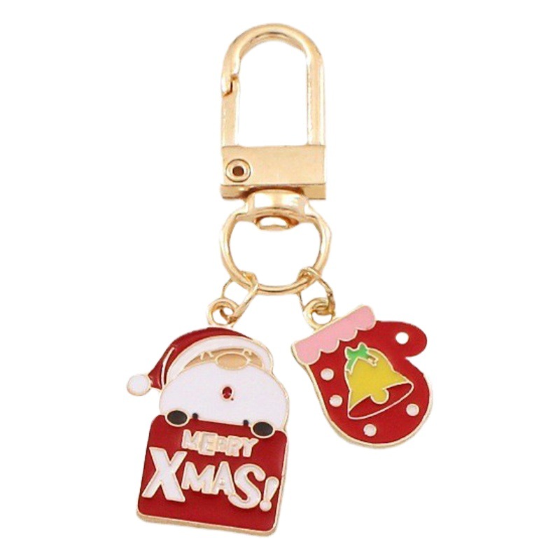 European and American cartoon Christmas series Metal keychain pendant Santa Claus Christmas gift ornaments small gifts