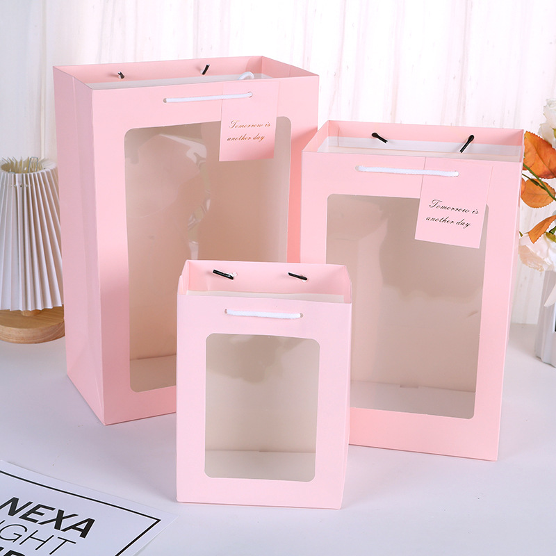 Picture of Transparent Gift Bag, Window Gift Bag, Souvenir Bag, Holiday Flower Packaging Bag, Bouquet Handbag, Gift Box