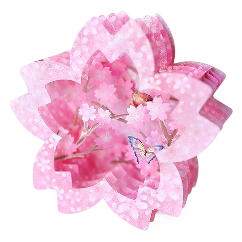 Valentine's Day Greeting Card Cherry Blossom Butterfly Carving Box Export Stereo Handmade 3D Wholesale Love Blessing Message Card