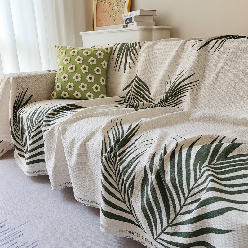 Spring and summer fresh waffle sofa towel four seasons universal anti-cat scratch sofa cover living room all-inclusive dustproof sofa