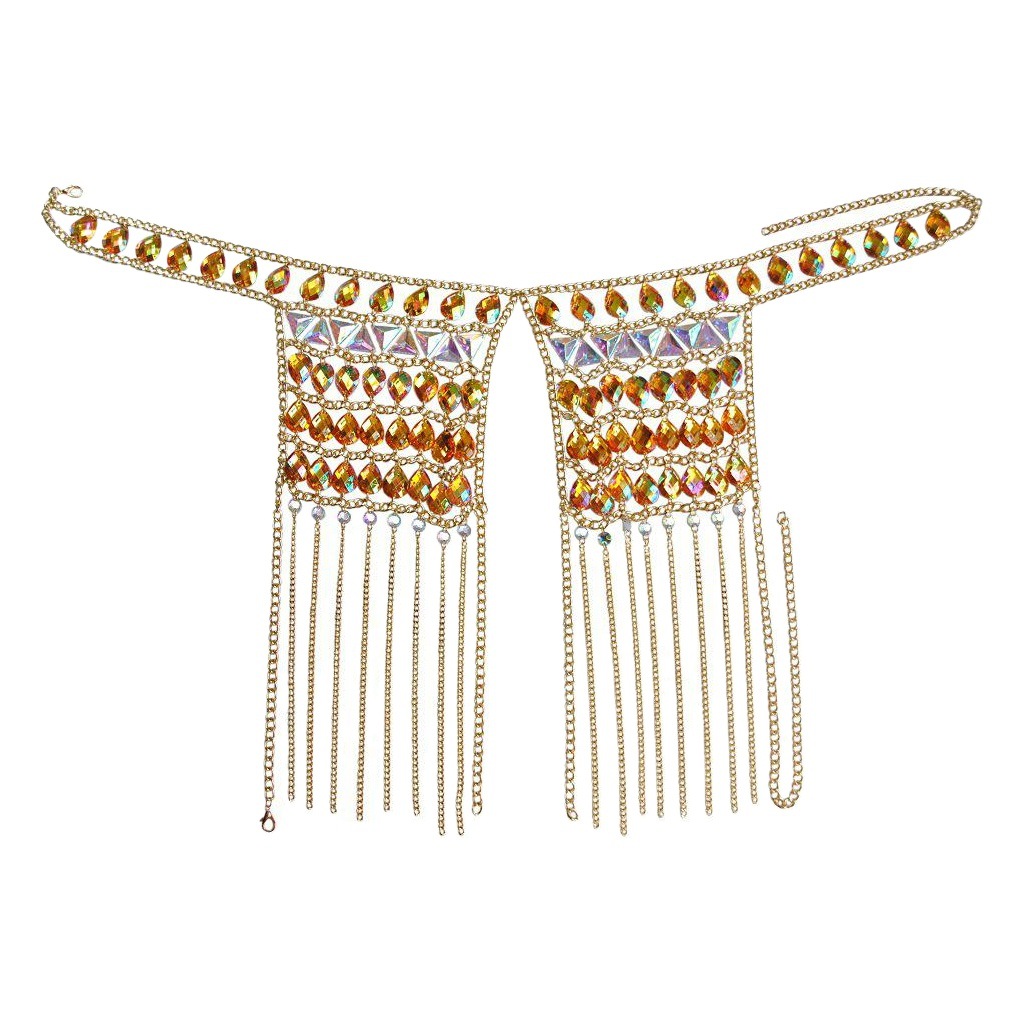 Picture of HOT European and American Explosions Cross-border Accessories Retro Stitching European and American Style Acrylic Pendant Fashion Bra Body Chain