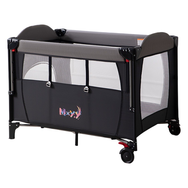Cross-border direct supply in stock single-side adjustable QT version bedside crib multi-function folding portable baby game bed