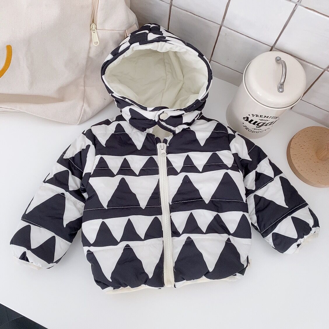 Picture of Children's winter outerwear cotton-padded clothes Korean style children's clothing baby hooded cotton-padded clothes baby winter clothes fleece-lined thickened cotton-padded clothes