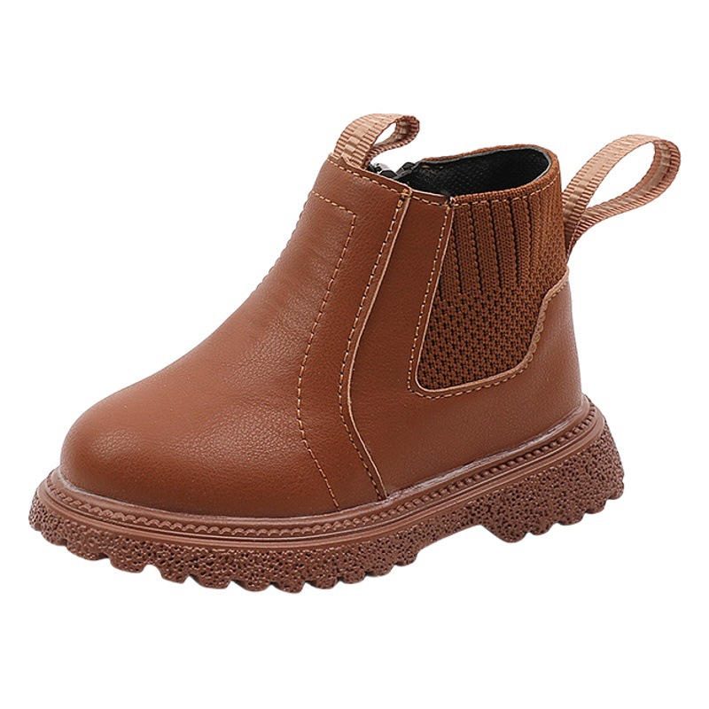2025 Spring and Autumn New Style Little Boy Fashion Easiest for Match Casual Sports Small Leather Boots Little Girls Plaid Small Leather Boots Trendy