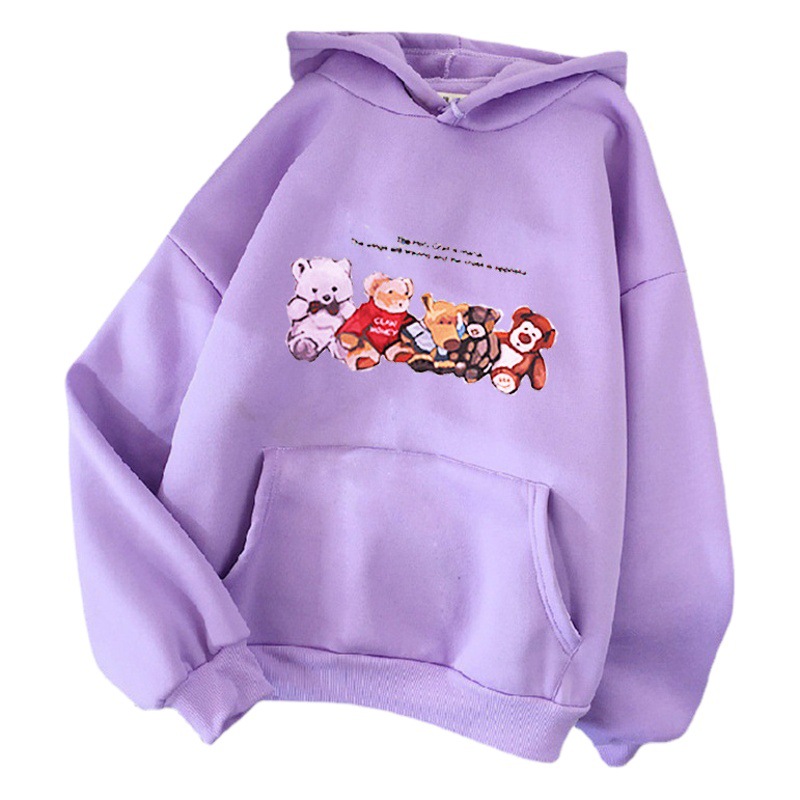 Cross-border 2024 Autumn New Hooded Sweatshirt Women's Unisex Cartoon Printed fleece-lined Long-sleeved Jacket