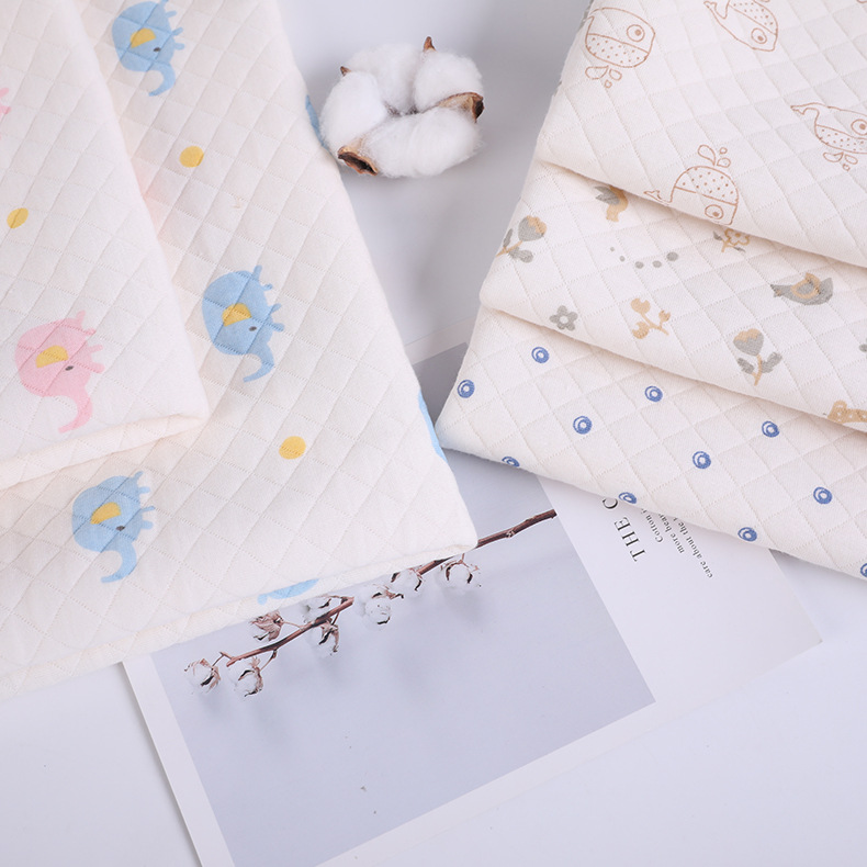 Picture of Original White Diamond Lattice Jacquard Air Layer Printed Baby Quilted Fabric Baby's Sleeping Bag Quilted Fabric