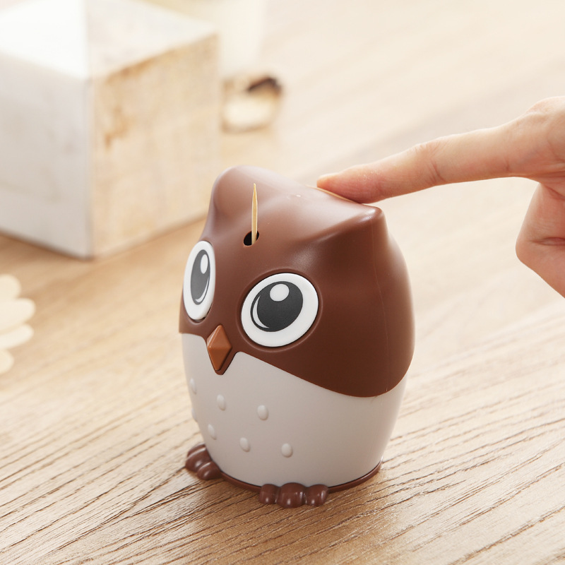 Picture of Self-Designed Home Daily Use Cartoon Push-Type Toothpick Bottle Automatic Owl Toothpick Holder Cross-Border Labeling Delivery
