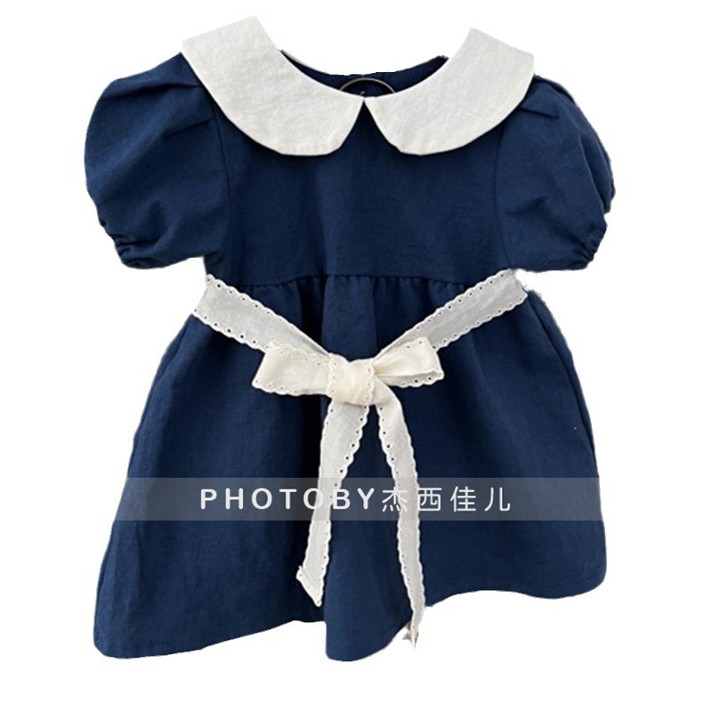 Picture of Korean Style Instagram Style Summer Dress Fashion New Arrival Mother and Dresses Girl Korean Style Doll Collar Bow Belt Parent-child dress