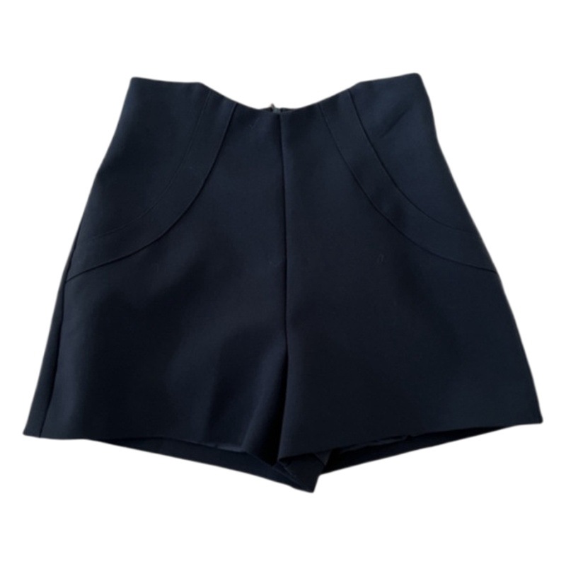 High waist irregular black suit shorts women's plus size slimming wide leg A- line casual pants spring, summer, autumn and winter belly covering pants