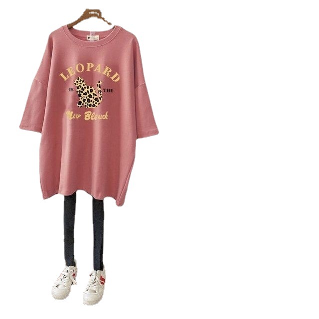 Picture of Pregnant Women's Summer Top T-shirt Mid-length Pure Cotton Short-sleeved Pregnant Women's T-shirt Loose plus size Korean Fashionable Base Shirt for Summer