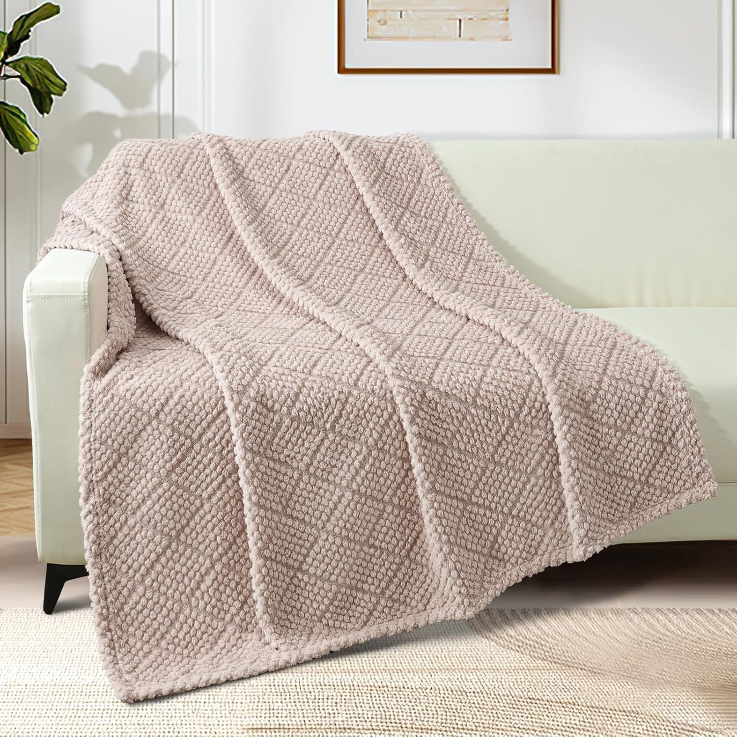 Picture of Cross-Border Mesh Corn Grain Flannel Blanket, Thickened and Fleece-Lined, Suitable for Office Nap, Skin-Friendly, Ultra-Soft Blanket