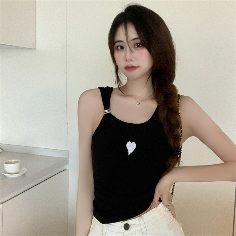 811# real price (95% rayon 5% spandex) thread 260g embroidered love vest women's suspenders