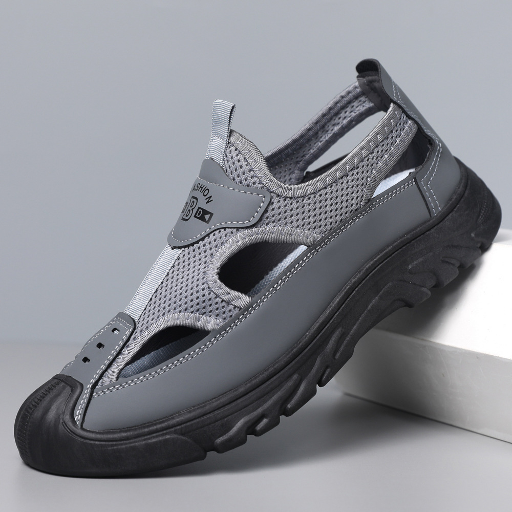 Baotou Sandals Men's Summer Hollow Mesh Hole Shoes Outdoor Non-slip Lightweight Sports Casual Beach Shoes Cross-border