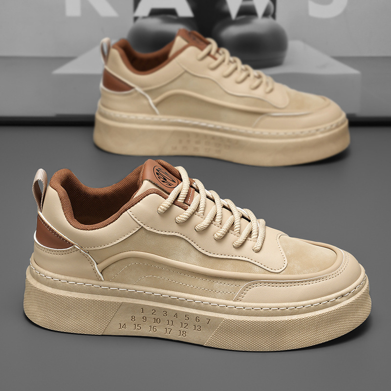 Spring Men's Shoes New Breathable White Shoes Men's Student Trendy All-match Thick-soled Sports Casual Sneakers Trendy Shoes